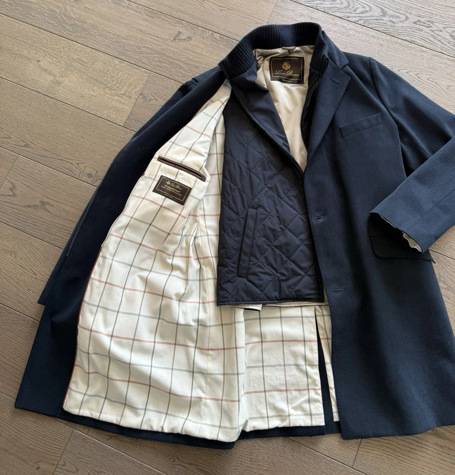 Luxuriöser Mantel von LORO PIANA mit Weste - Herren IT52 / XL - Navy ~3900€ - Bild 4 von 4