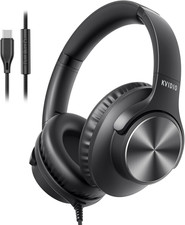 USB C Wired Headphones with Mic, Volume Control, Over-Ear for School, Black  Fo