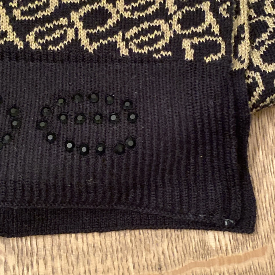 "Bufanda de diseñador Bebe con logotipo de estrás dorado y negro L64"" x W9""" Foto 4 de 4