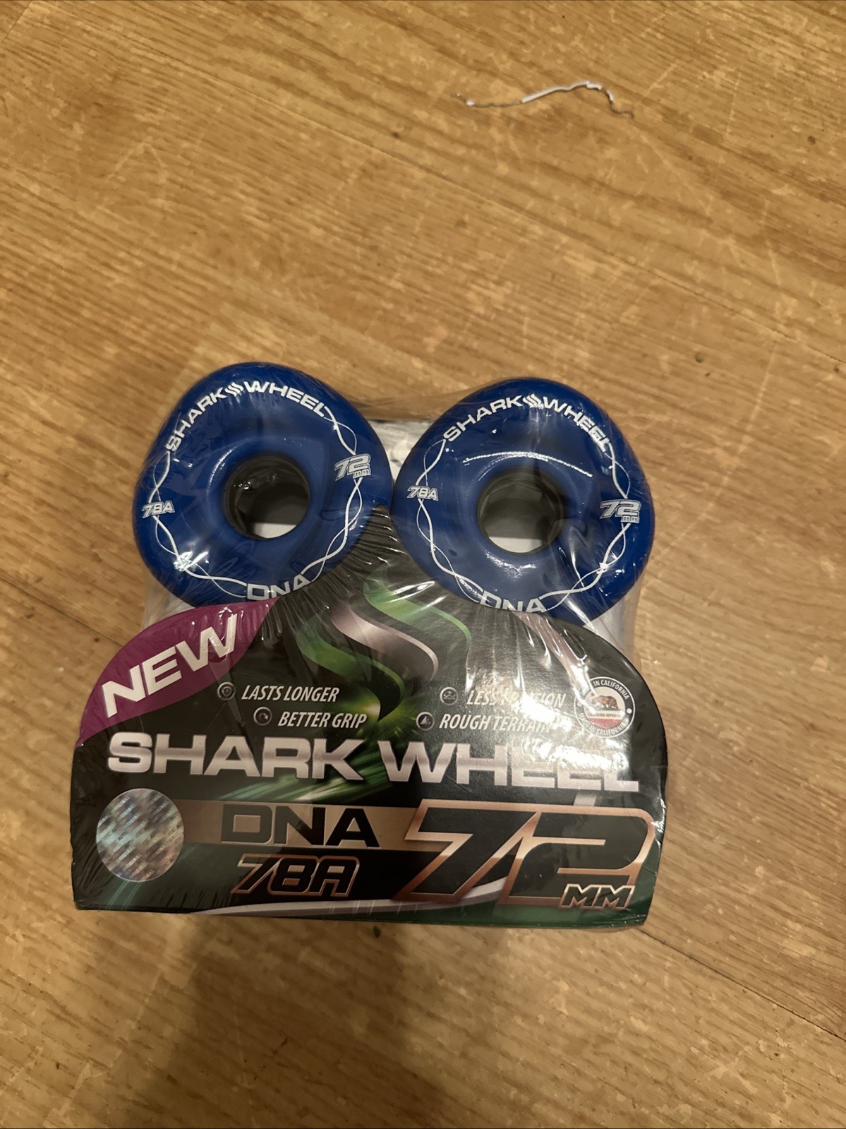 Shark Wheels DNA 72mm 78A Blue Longboard Wheels Set of 4 New
