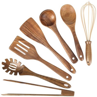 Wooden Cooking Utensils Kit with Hanging Loop