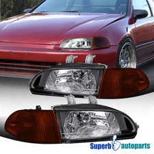 Fits 1992-1995 Honda Civic 4dr Headlights Blacksmoke Corner Lamps Fits 1992-1995 Honda Civic 4dr Headlights Blacksmoke Corner Lamps