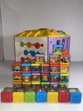 Fisher Price Incrediblock Cube Peek A Block Activity Center 29 Blocks + Reactive