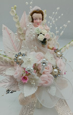 Corsetto matrimonio vintage fatto a mano deco celluloide sposa pizzo perle strass