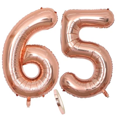 2 Ballons Numéro 65, Ballon 65 Ans Anniversaire Or Rose Femme Homme,40" Géant... - Photo 1/4