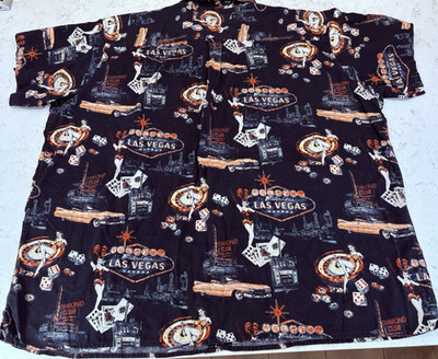 Harbor Bay Mens 5XL Button Up Shirt Las Vegas Dice Gamble Short Sleeve 5XLT 5X