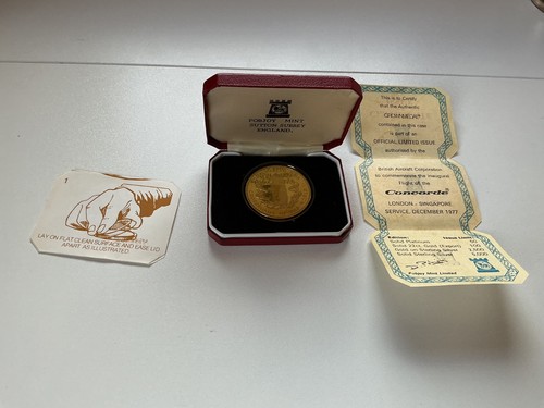 BA Concorde Pobjoy Sterling Silver Coin BAC First Flight Singapore 1977 1/5000