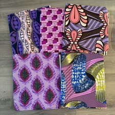 African wax print fabric 6 yards Each  Lot of 5 30 Yds. Total Pink  Purple