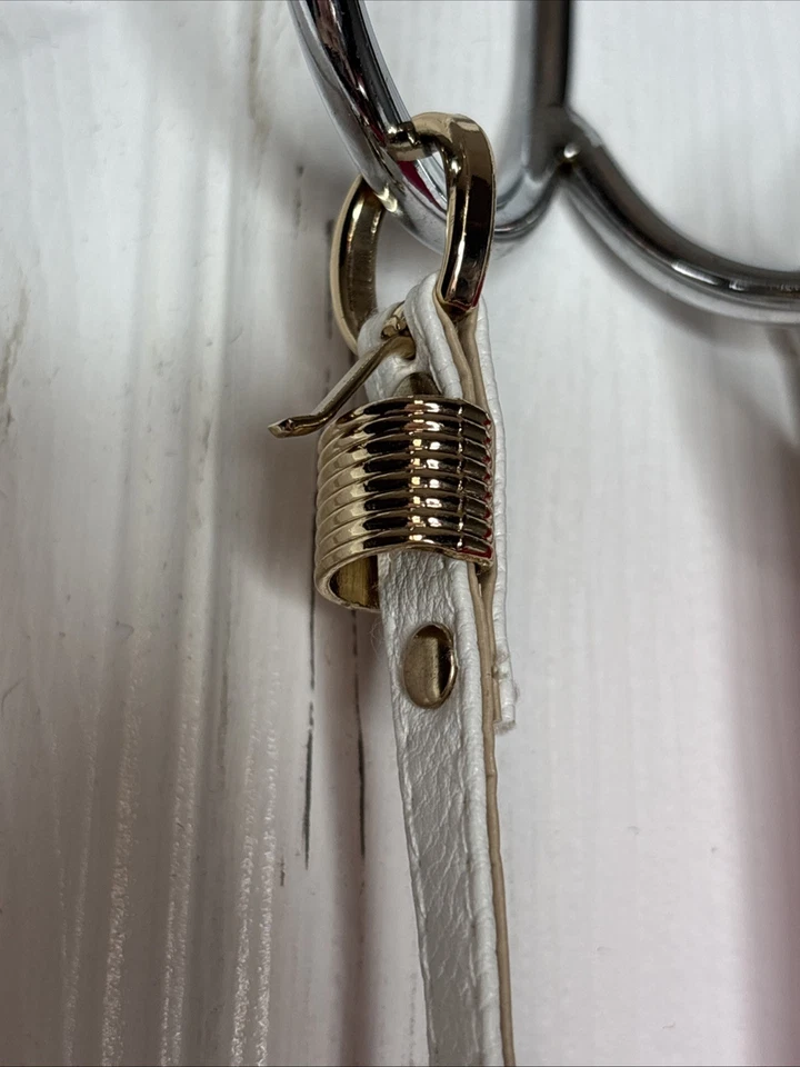 Lote de 2 Cinturones Mujer Blanco Imitación Cuero y Cinta Rosa Cintura Ajustada Accesorios Foto 3 de 4