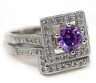 2 Rings In One 2CT Amethyst 925 Solid Sterling Silver Ring Sz 6 PC13-7 — photo 2