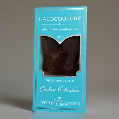 HaloCouture 12'' Color #4 Halo Couture Dark Brown Gold Highlights Straight