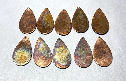 10 Pcs. Copper Blanks, Stampings -Medium Teardrop Pendant shape-backed