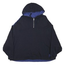MARC O'POLO Damen Hoodie Schwarz Blau Baumwollmix 1/4 Zip Pullover S