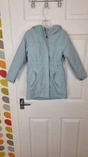 Girls Parka Padded Jacket Age 5-6 Green Mint Floral Long Sleeve Hood 2 in 1