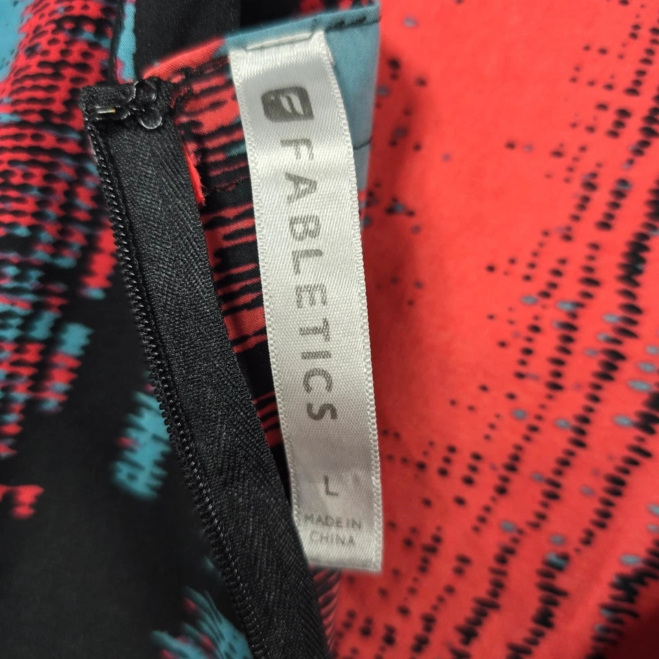 Fabletics Romper Woman Large Red Blue Black Abstract Print Sleeveless Pockets - Image 3 of 4