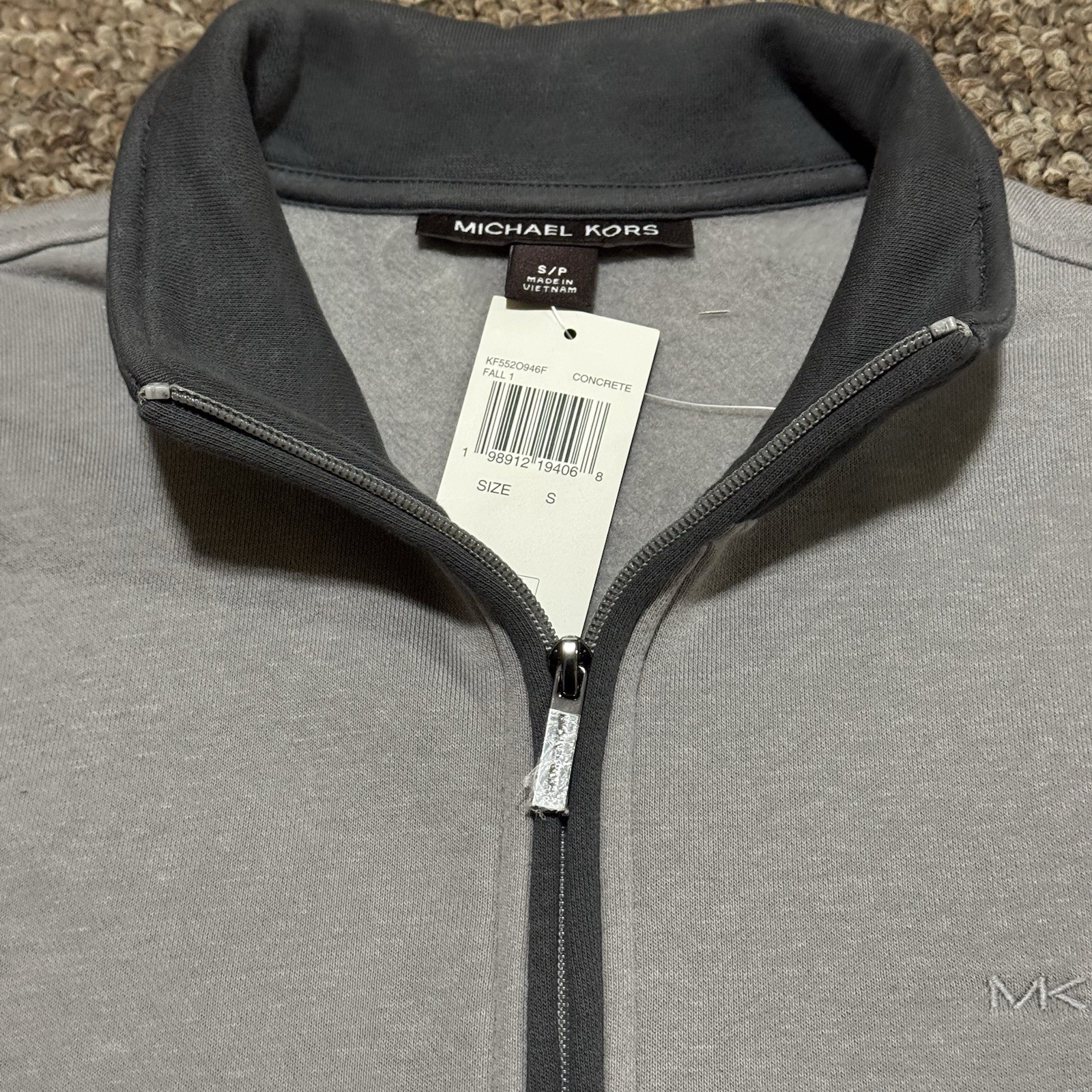 Michael Kors Quarter Zip MK Logo Fleece Sweater Classic Preppy Men Size S NWT thumbnail 3
