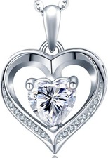 Heart Necklaces for Women Plated 18K Gold Birthstone Pendant Necklace...