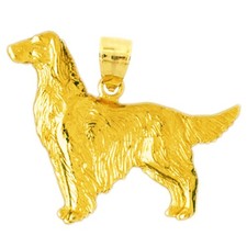 14K Gold Golden Retriever Pendant