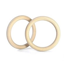 Wood Gymnastic Rings Rings Only and Exercise Videos 1.1 Inch Wood Rings Only