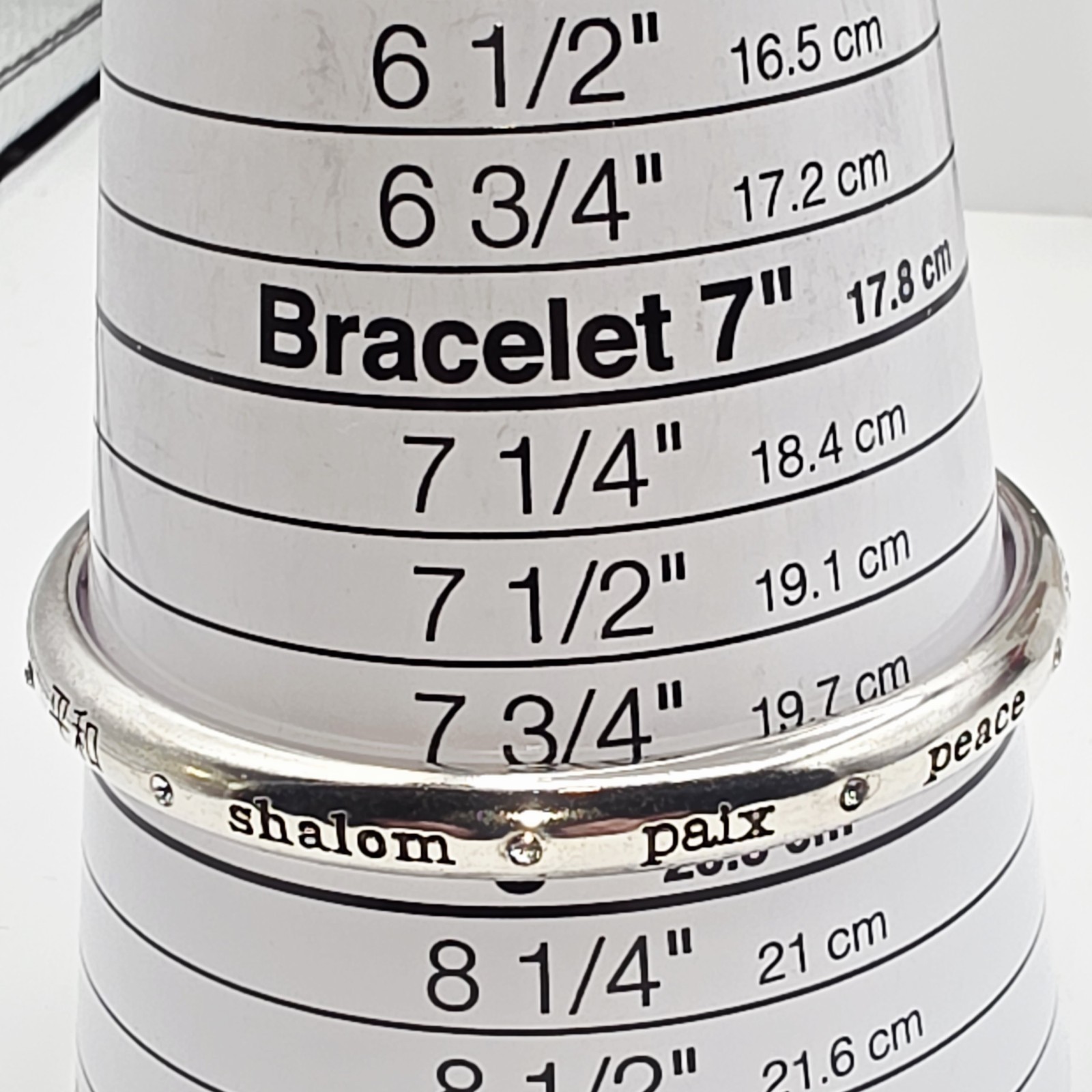 Brighton Peace Multi  Languages Silver Bangle Eng… - image 9