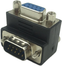 90 Degree DB9 9 Pin RS 232 Male to Female Serial Gender Changer Extension Cable