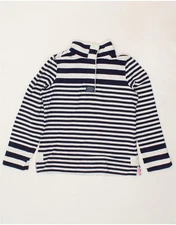 JOULES Womens Button Neck Sweatshirt Jumper UK 10 Small Navy Blue Striped CH45