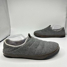 OluKai Mahana Men 11 Dark Shadow Quilted Jersey Drop-In Heel Slipper