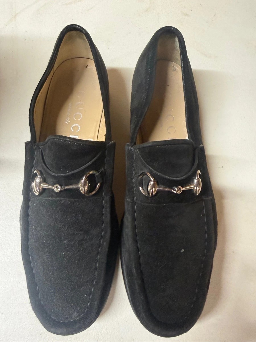 Gucci Horsebit Loafers Men US 9.5 Black Suede Snaffle Slip  display picture 3
