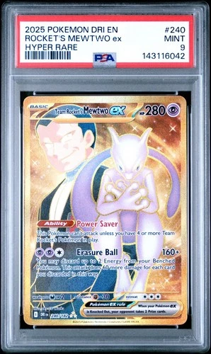 2025 Pokemon Destined Rivals Rocket's Mewtwo EX Hyper Rare #240 PSA 9 MINT