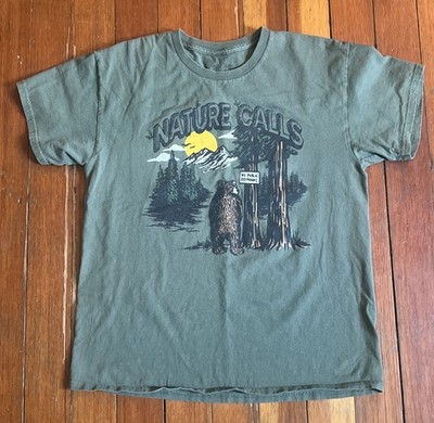 Riot Society  Nature Calls  Bear In The Woods Graphic  T-Shirt Men s L Green