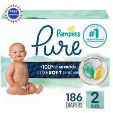 Pampers Pure Protection Baby Diapers Size 2 12 18 lb 186 Count Leakproof Plant