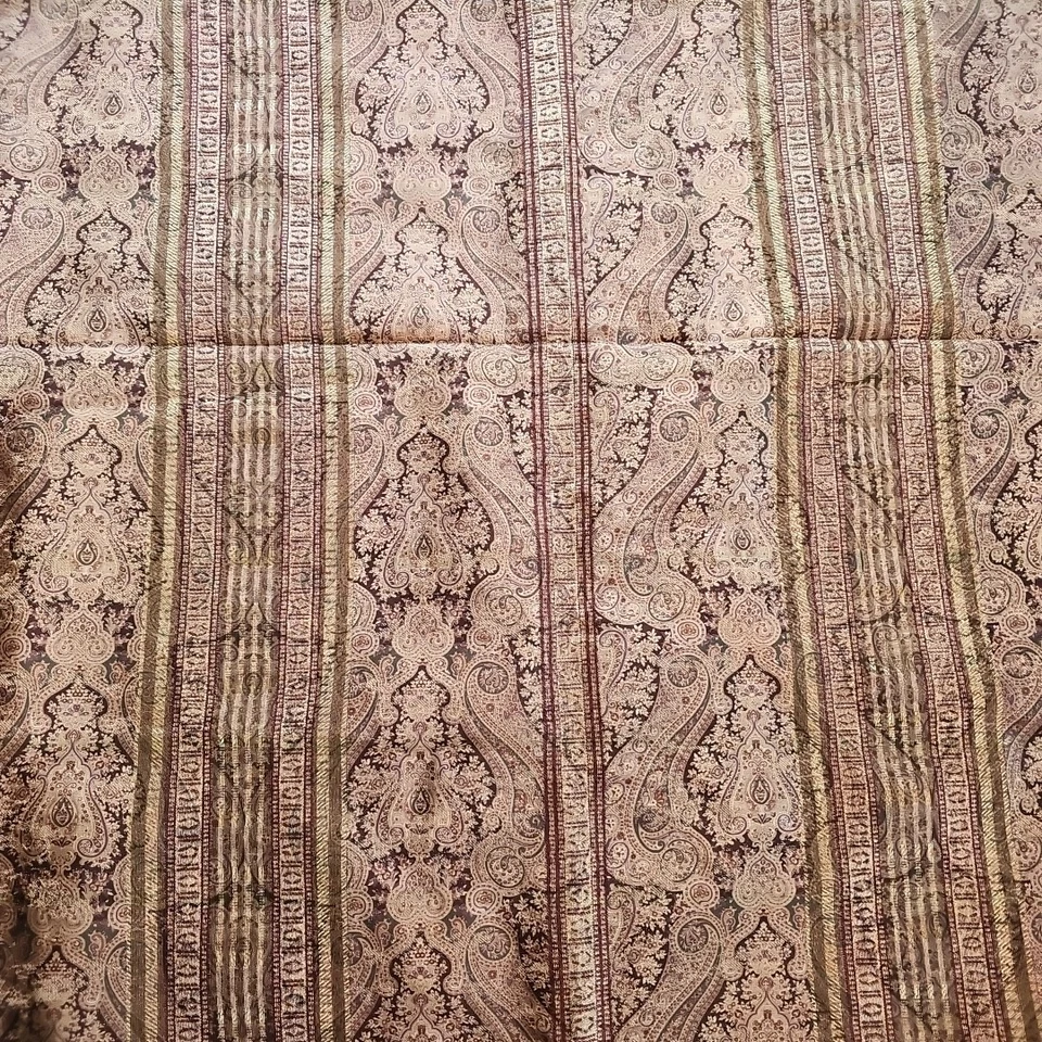 2 Croscill Tangier Paisley Damask Curtain Panels Gold Brown Lined 40x86 Weighted - Image 4 of 4
