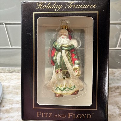 VTG Fitz & Floyd Gregorian Old World Santa Blown Glass Christmas Ornament 5.5''