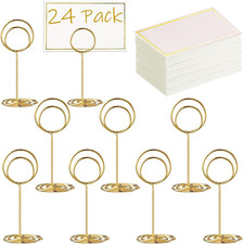 24 Pcs Premium Mini Table Number Holders and 24 Pcs Place Cards with Gold Foil B