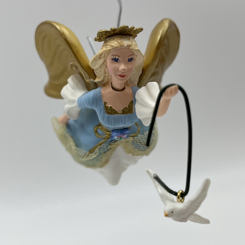 2001 Hallmark Keepsake Barbie Angel and Small Dove Ornaments in Box GUC