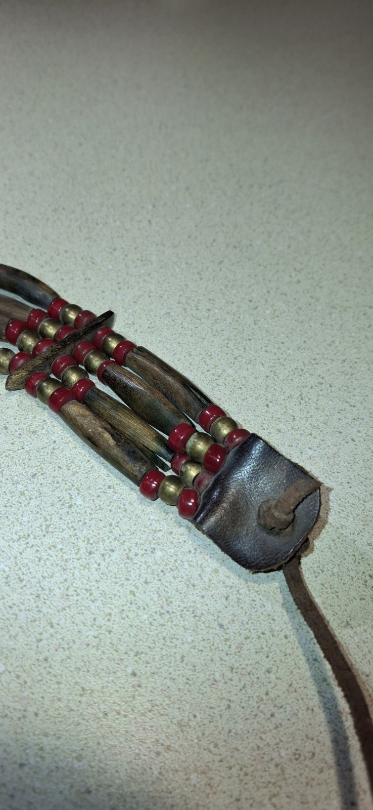 Native American Early Buffalo horn,and Beaded Choker