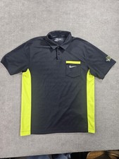 Nike Golf Dri-FIT Polo Shirt Mens Medium Black Yellow Colorblock Pocket Golf