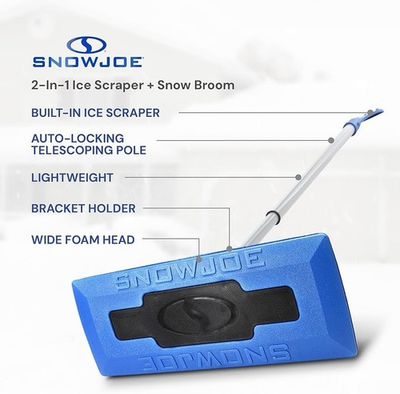#ad Snow Joe 2 in 1 18 In. Foam Head Telescoping Snow Broom Ice Scraper ✅ C $49.99