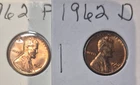1962 P, D Lincoln Wheat Cent, Penny Almost Uncirculated