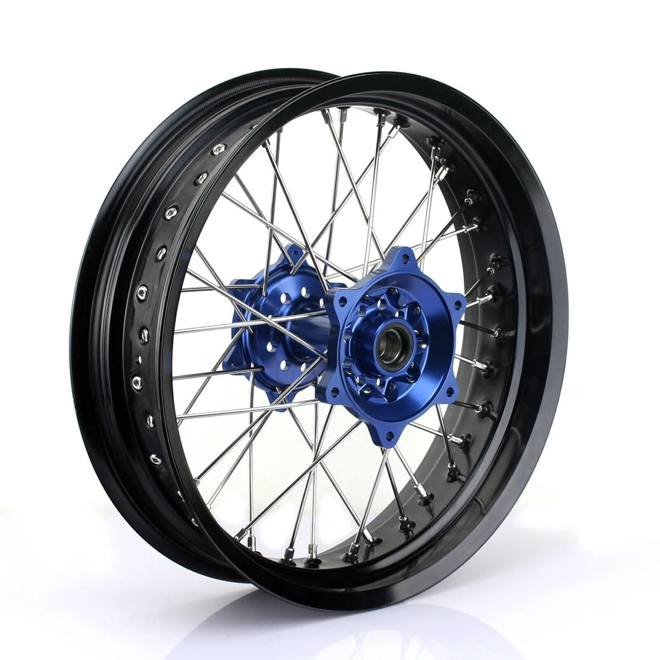 Ruedas YAMAHA YZ250F YZ450F Supermoto AZUL Buje Llanta Negra 17" 2014-2024 Foto 4 de 4