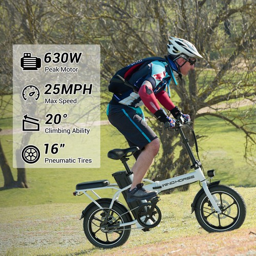 25MPH 16" Folding Electric Bike E-Bike with 2 Seats for Adults City Commuter - Picture 4 of 12