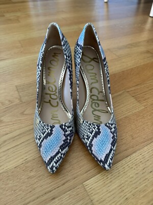 Sam Edelman 36.5 6.5 Snakeskin Style Pumps High Heels Grau Gold Blau Rose