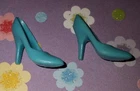 Vintage 1980s Taiwan Barbie Skinny High Heel Superstar Pumps Teal Blue