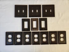 Set Of 13 2005 LHMC Hardware Metal Double Light Switch Plate Cover Oil Rubbed