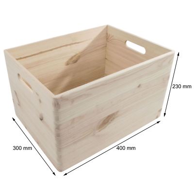 XLarge Aufbewahrungsbox aus Holz mit Griffen /40x30x23cm/ Naturkiefernholz zum Basteln
