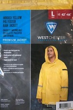 Westchester Premium Polyester Hooded Rain Jacket - Yellow - Large - NEW