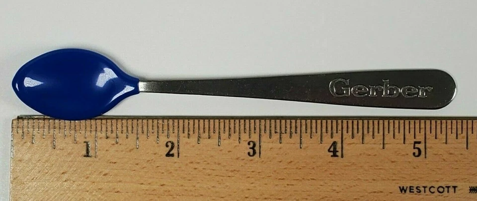 GERBER лот из 12 детских ложек мягкий наконечник укус сделано в США из нержавеющей стали синий младенца новый - Изображение 2 из 4