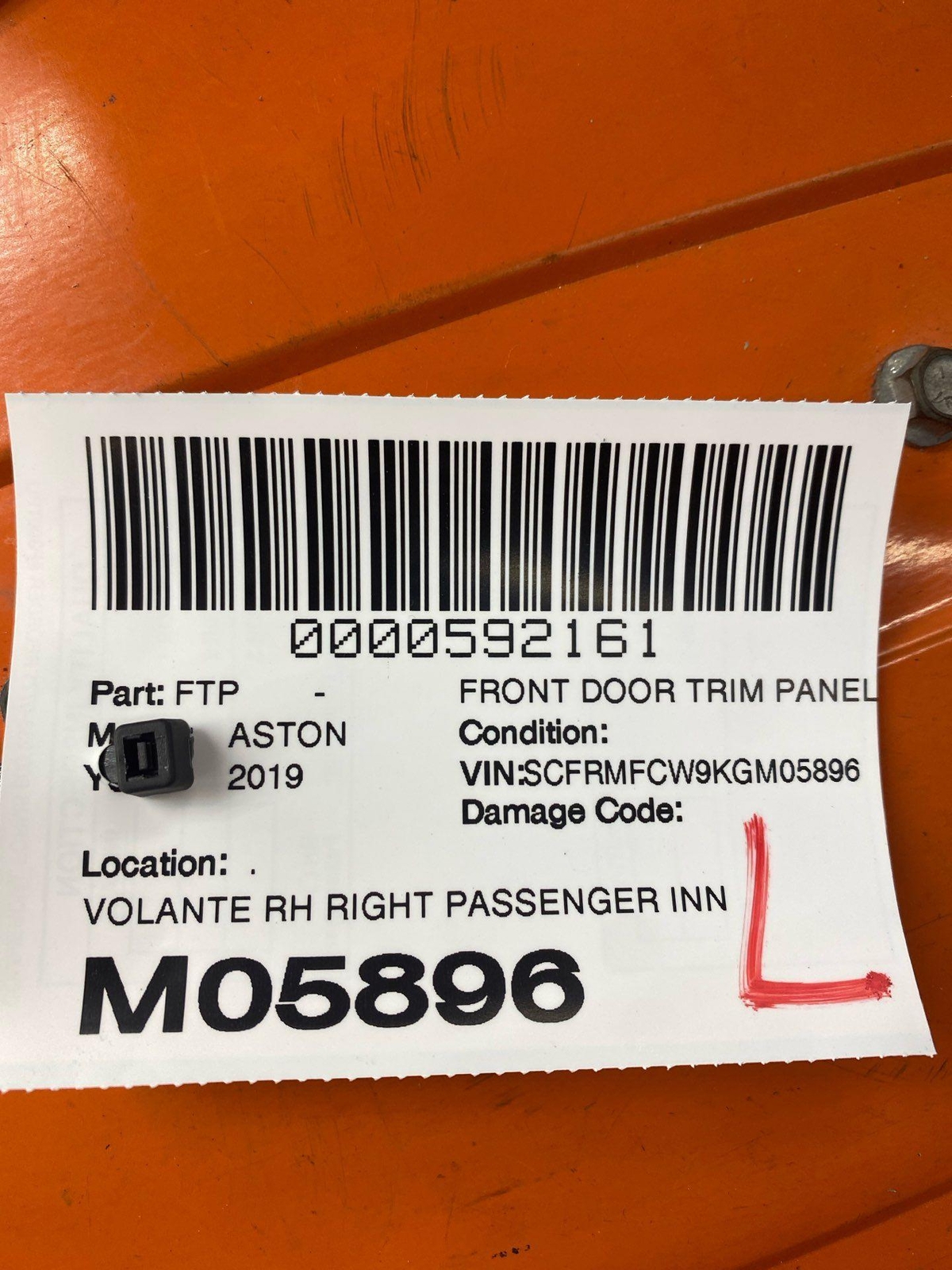 2017-2023 ASTON MARTIN DB11 VOLANTE RH RIGHT PASSENGER INNER DOOR TRIM PANEL OEM