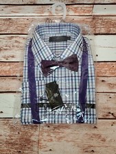 Vittorino Boy Dress Shirt with Matching Bowtie Suspenders Sz XL/18