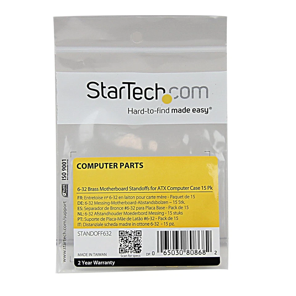 6-32 Brass Motherboard Standoffs for ATX Computer Case - 15 Pack, TAA (STANDOFF6 - Image 3 of 4